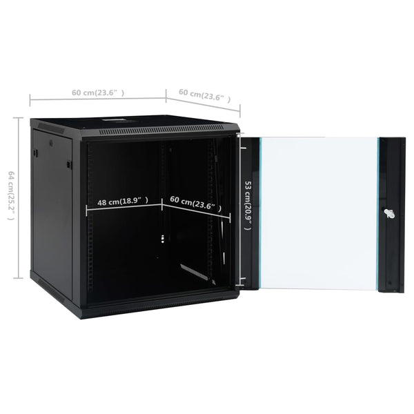 12U Wall Mounted Network Cabinet 19" Ip20 600X600x640 Mm Cabinets & Cupboards
