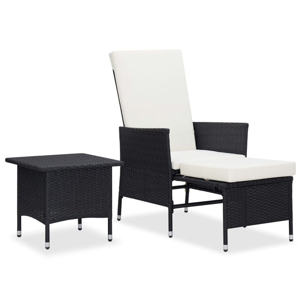 Vidaxl 2 Piece Garden Lounge Set With Cushions Poly Rattan Black Loungers
