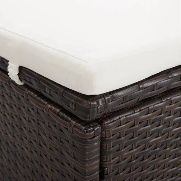 2 Person Sunbed With Cushion Poly Rattan Brown Loungers