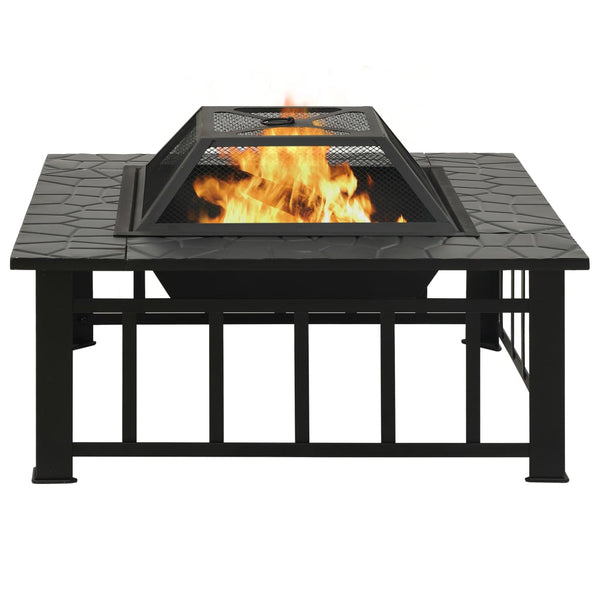 Garden Fire Pit With Poker 81X81x47 Cm Xxl Steel Fire Pits