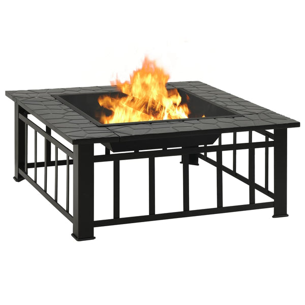 Garden Fire Pit With Poker 81X81x47 Cm Xxl Steel Fire Pits