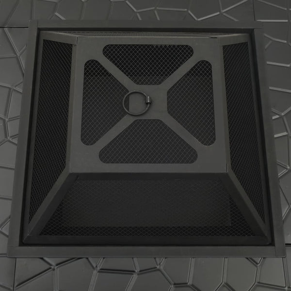 Garden Fire Pit With Poker 81X81x47 Cm Xxl Steel Fire Pits