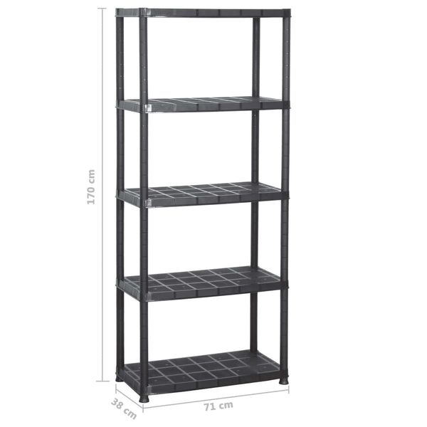 Storage Units Storage Shelf 5 Tier Black Plastic