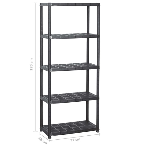 Storage Shelf 5-Tier Black Plastic