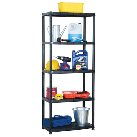 Storage Units Storage Shelf 5 Tier Black Plastic