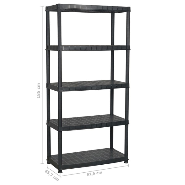 Storage Units Storage Shelf 5 Tier Black Plastic