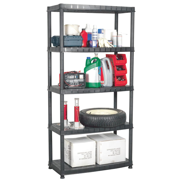 Storage Shelf 5-Tier Black Plastic