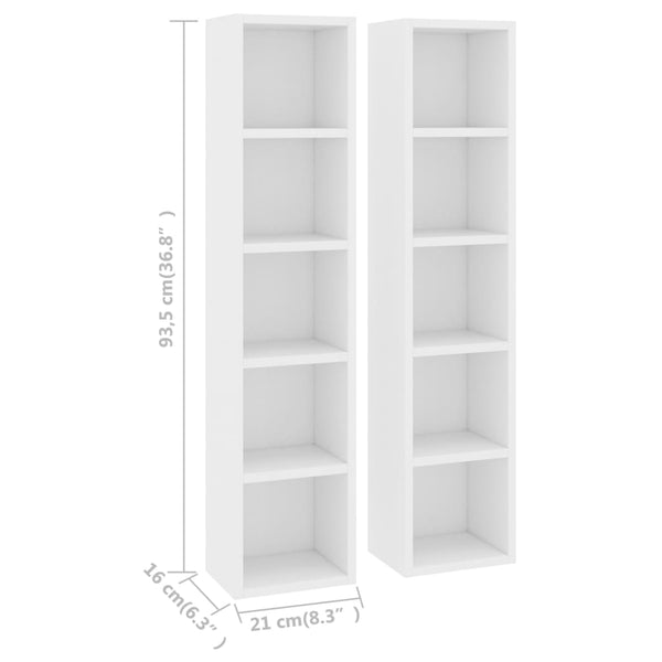 Cd Cabinets 2 Pcs White 21X16x93.5 Cm Engineered Wood