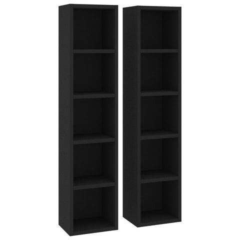 Vidaxl Cd Cabinets 2 Pcs Black 21X16x93.5 Cm Engineered Wood Cabinets & Cupboards