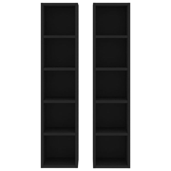 Cd Cabinets 2 Pcs Black 21X16x93.5 Cm Engineered Wood