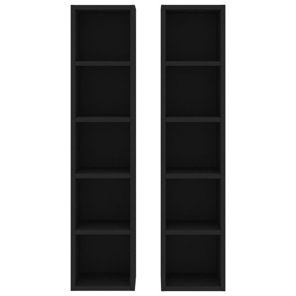 Vidaxl Cd Cabinets 2 Pcs Black 21X16x93.5 Cm Engineered Wood Cabinets & Cupboards