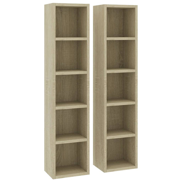 Vidaxl Cd Cabinets 2 Pcs Sonoma Oak 21X16x93.5 Cm Engineered Wood Cabinets & Cupboards