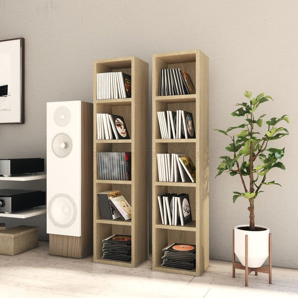 Vidaxl Cd Cabinets 2 Pcs Sonoma Oak 21X16x93.5 Cm Engineered Wood Cabinets & Cupboards