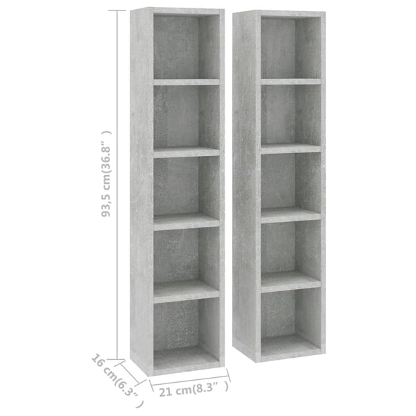 Cd Cabinets 2 Pcs Concrete Grey 21X16x93.5 Cm Engineered Wood