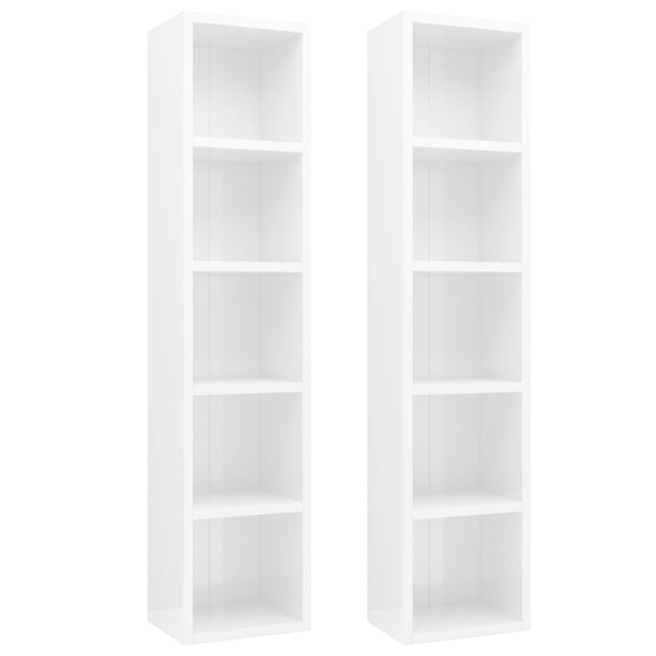 Cd Cabinets 2 Pcs High Gloss White 21X16x93.5 Cm Engineered Wood