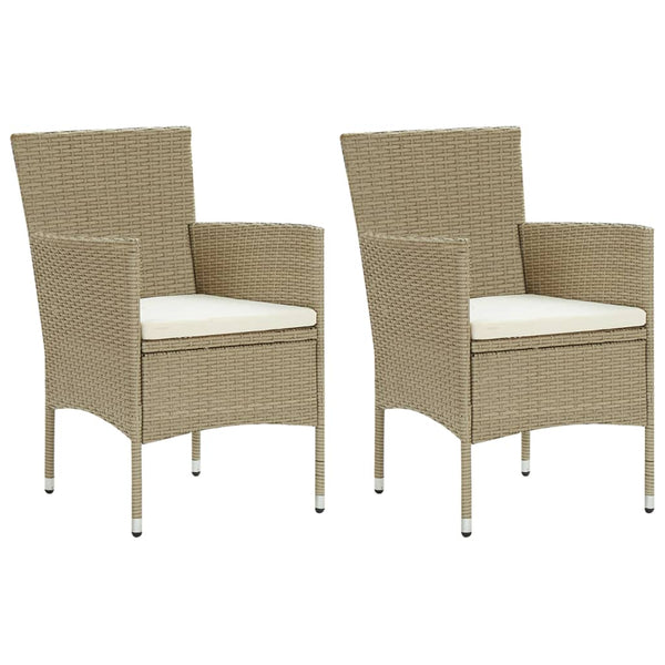 Garden 2 Pcs Poly Rattan Beige Dining Chairs