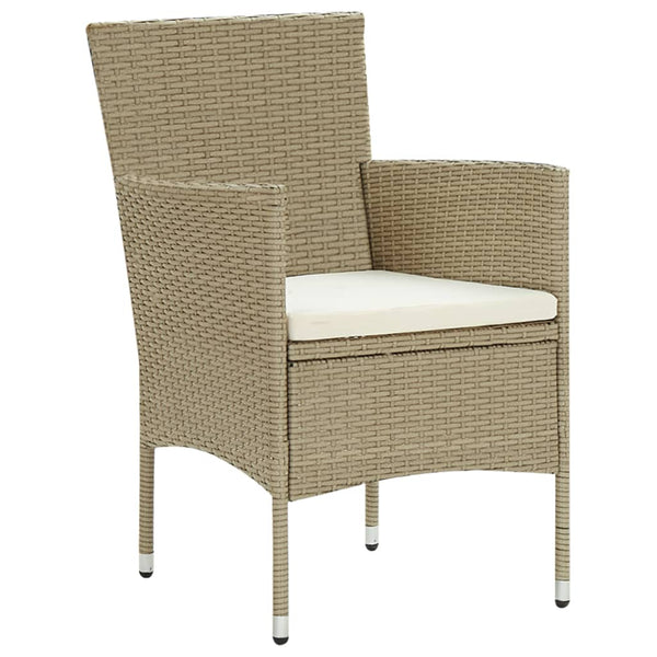 Garden 2 Pcs Poly Rattan Beige Dining Chairs