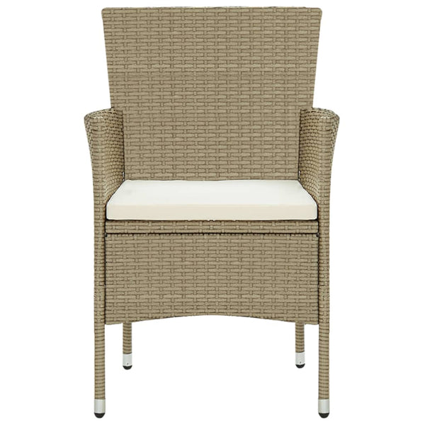 Garden 2 Pcs Poly Rattan Beige Dining Chairs