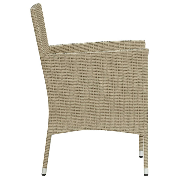 Garden 2 Pcs Poly Rattan Beige Dining Chairs