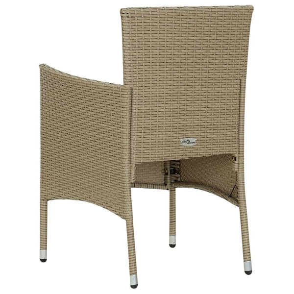 Garden 2 Pcs Poly Rattan Beige Dining Chairs