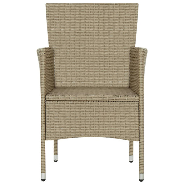 Garden 2 Pcs Poly Rattan Beige Dining Chairs