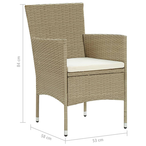 Garden 2 Pcs Poly Rattan Beige Dining Chairs
