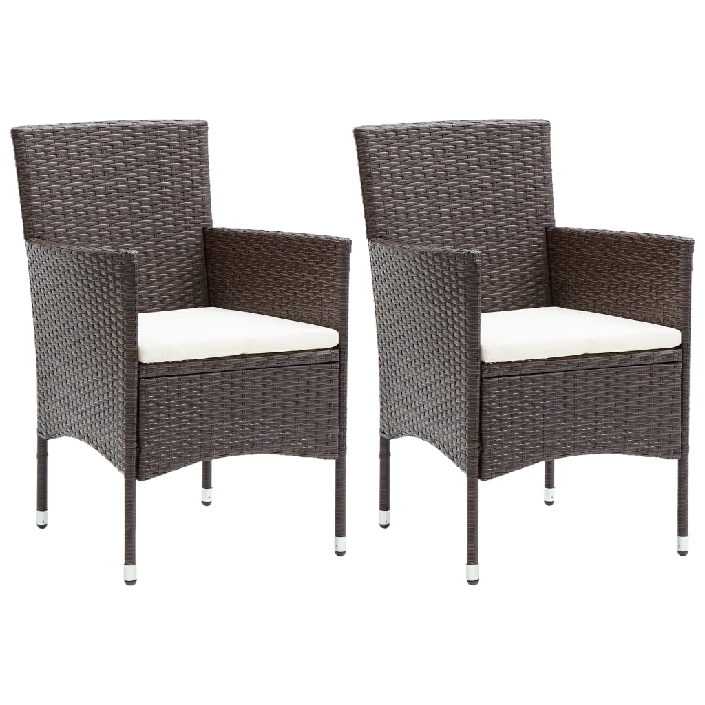 Garden Dining Chairs 2 Pcs Poly Rattan Brown Patio Chairs