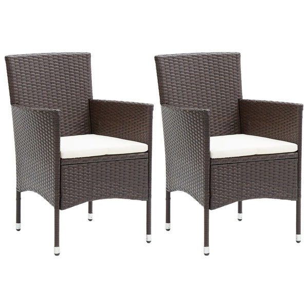 Garden Dining Chairs 2 Pcs Poly Rattan Brown Patio Chairs