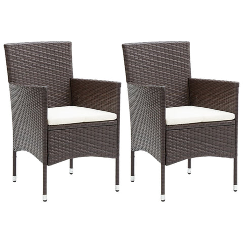 Garden Dining Chairs 2 Pcs Poly Rattan Brown Patio Chairs