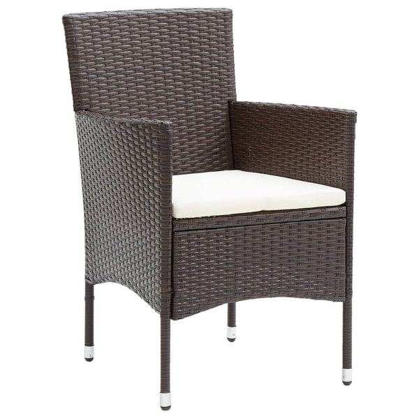 Garden Dining Chairs 2 Pcs Poly Rattan Brown Patio Chairs