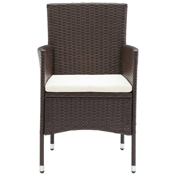 Garden Dining Chairs 2 Pcs Poly Rattan Brown Patio Chairs