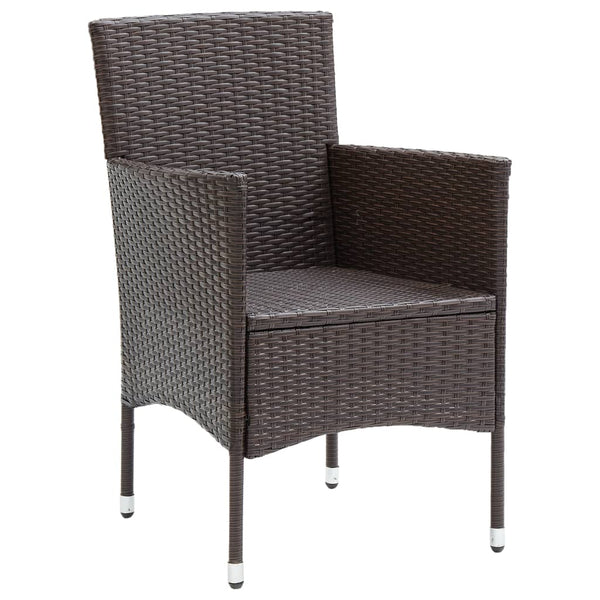Garden Dining Chairs 2 Pcs Poly Rattan Brown Patio Chairs