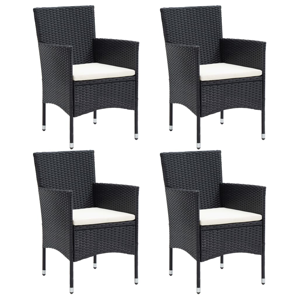 Garden 4 Pcs Poly Rattan Black Dining Chairs