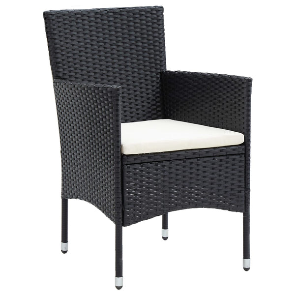 Garden 4 Pcs Poly Rattan Black Dining Chairs