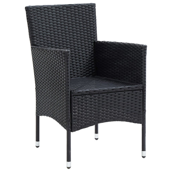 Garden 4 Pcs Poly Rattan Black Dining Chairs