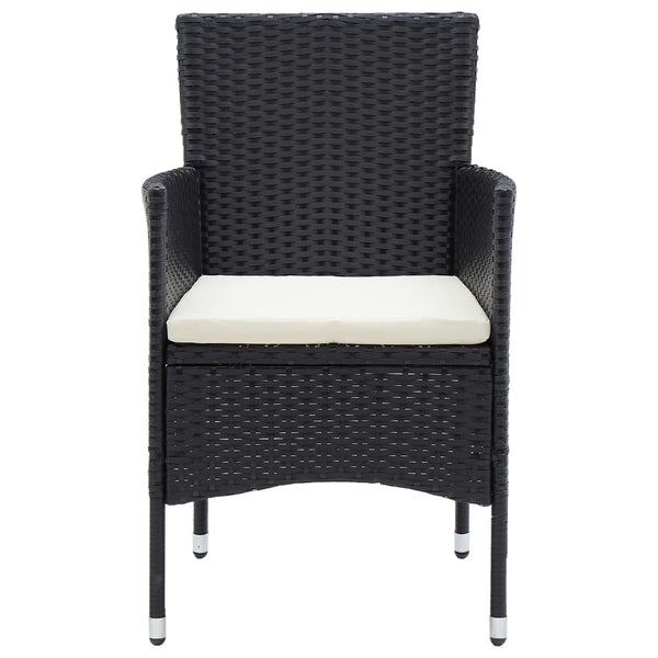 Garden 4 Pcs Poly Rattan Black Dining Chairs