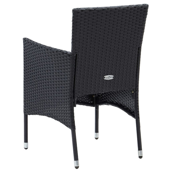 Garden 4 Pcs Poly Rattan Black Dining Chairs