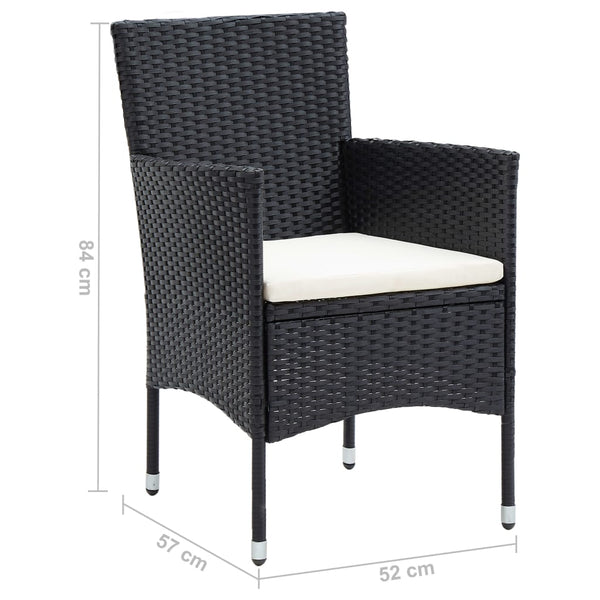 Garden 4 Pcs Poly Rattan Black Dining Chairs