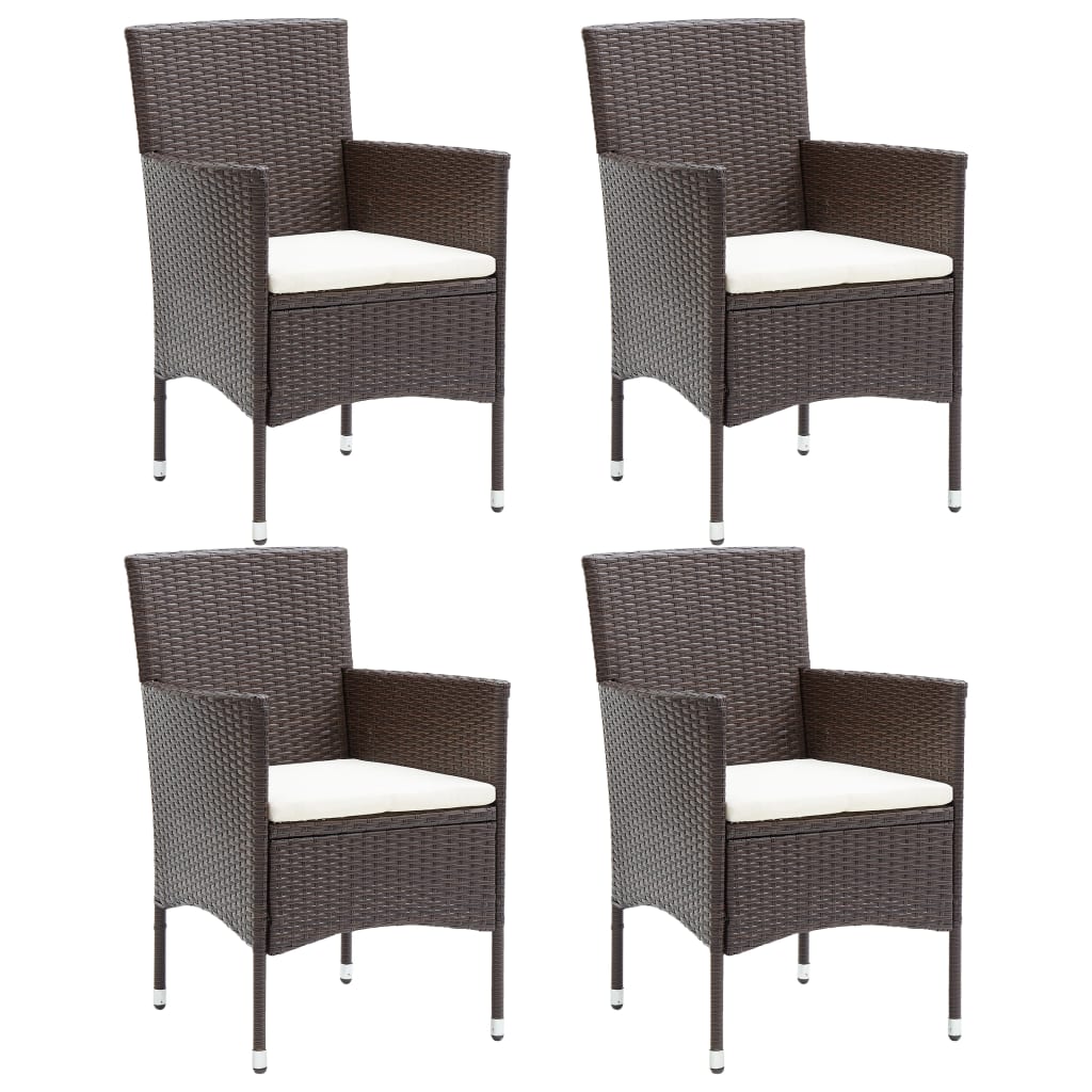 Garden Dining Chairs 4 Pcs Poly Rattan Brown Patio Chairs