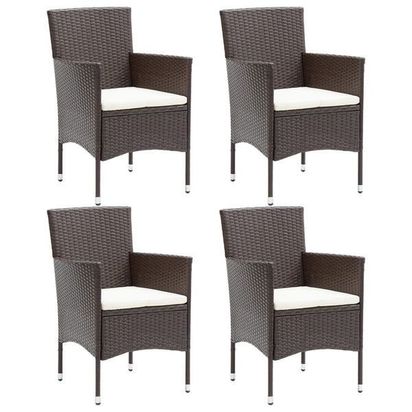 Garden Dining Chairs 4 Pcs Poly Rattan Brown Patio Chairs