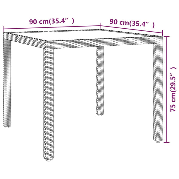 Garden Table Grey 90X90x75 Cm Poly Rattan Patio & Garden Tables