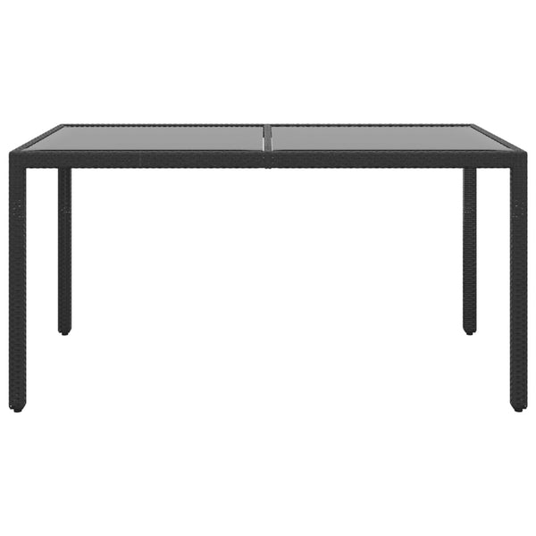 Garden Table 150X90x75 Cm Tempered Glass And Poly Rattan Black Patio & Garden Tables