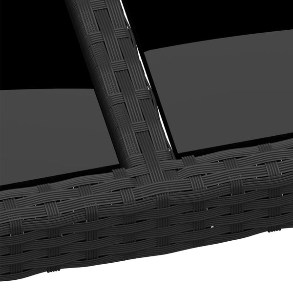 Garden Table 150X90x75 Cm Tempered Glass And Poly Rattan Black Patio & Garden Tables