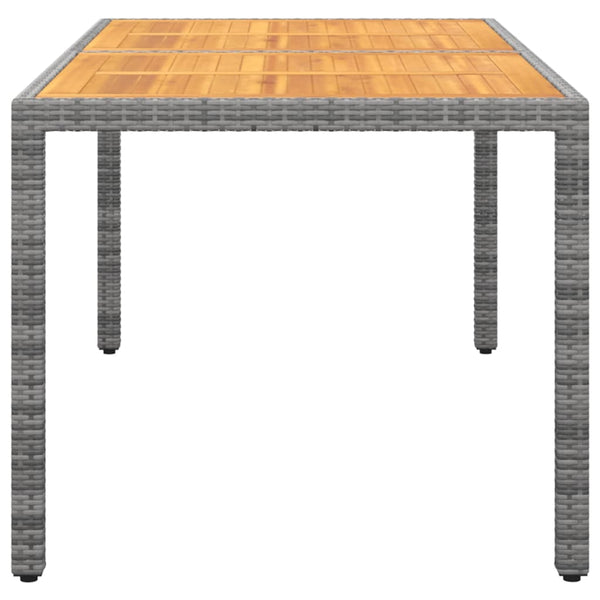 Garden Table 150X90x75 Cm Acacia Wood And Poly Rattan Grey Patio & Garden Tables