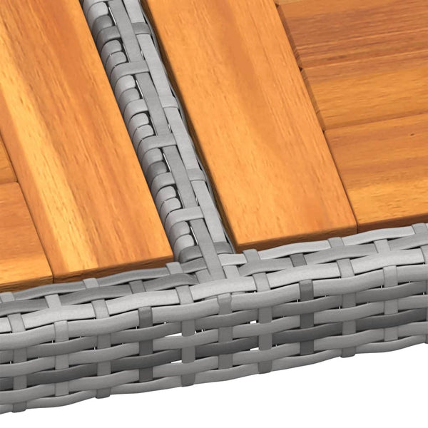 Garden Table 150X90x75 Cm Acacia Wood And Poly Rattan Grey Patio & Garden Tables