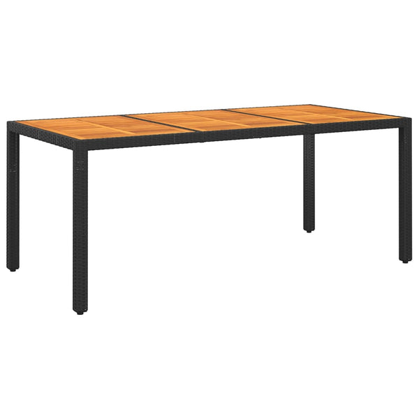 Vidaxl Garden Table 190X90x75 Cm Acacia Wood And Poly Rattan Black Patio & Garden Tables