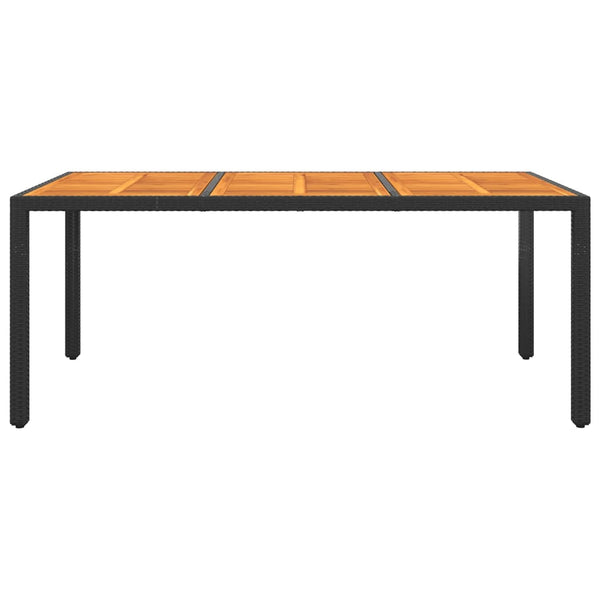 Vidaxl Garden Table 190X90x75 Cm Acacia Wood And Poly Rattan Black Patio & Garden Tables
