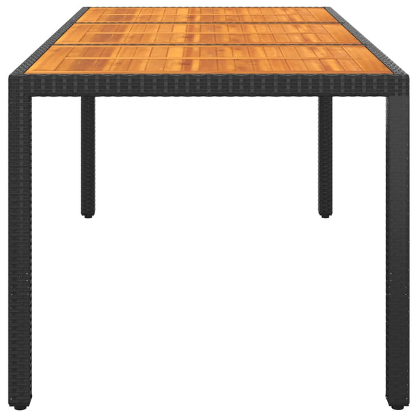 Vidaxl Garden Table 190X90x75 Cm Acacia Wood And Poly Rattan Black Patio & Garden Tables