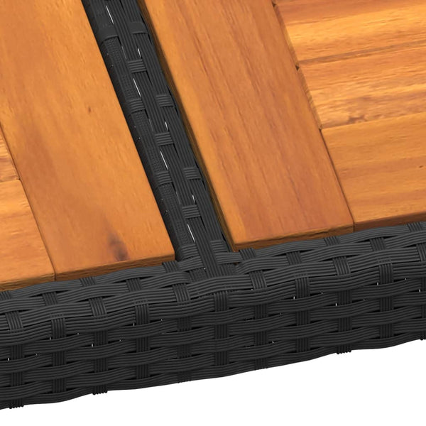 Vidaxl Garden Table 190X90x75 Cm Acacia Wood And Poly Rattan Black Patio & Garden Tables
