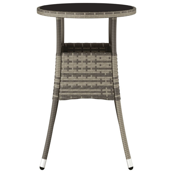 Garden Table A60x75 Cm Tempered Glass And Poly Rattan Grey Patio & Garden Tables